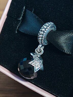 Authentic Pandora Moon & Star Dangle Blue Crystal Charm 791392NBC